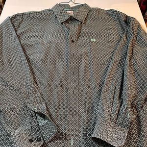 Cinch Brown Teal Print Cowboy Rodeo Western Shirt XL